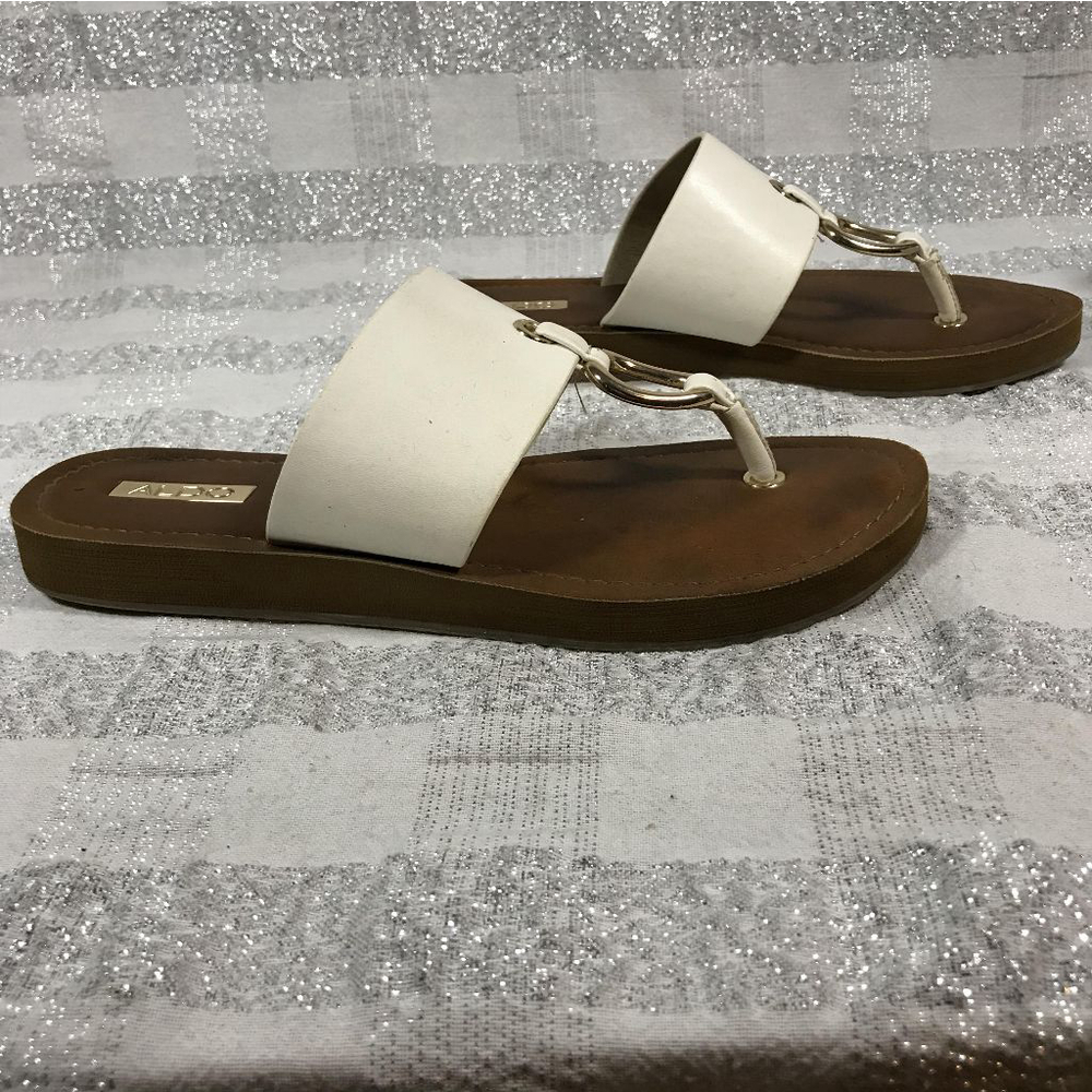 ALDO Aferracien-U Summer Sandals White Flat Sandal Women's Size: 8.5 - Picture 7 of 11